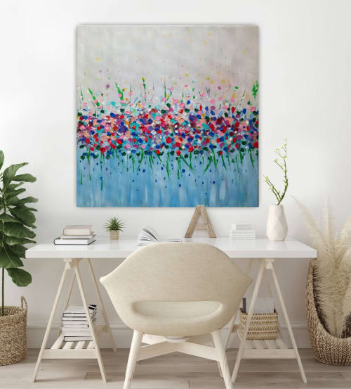 Colorful textured wall art blue original abstract painting | Oil And Acrylic Painting in Paintings by Berez Art