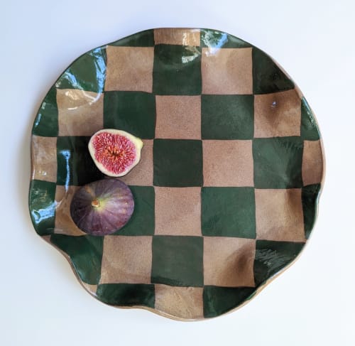 Green Check Wavy Serving Platter | Serveware by Rosie Gore