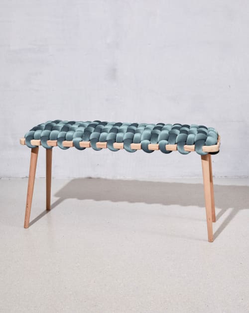 Sage Velvet Woven Bench | Benches & Ottomans by Knots Studio