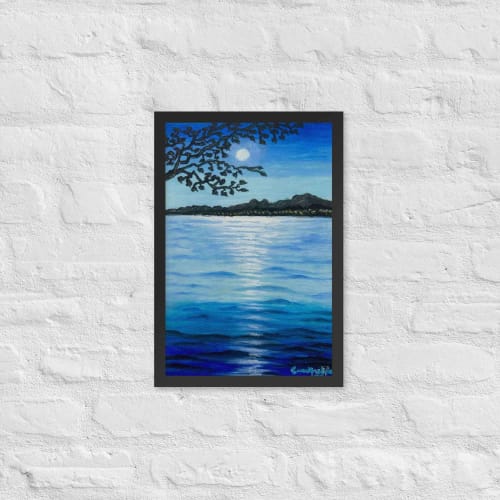 Framed Print - Nocturned - Moonlit Sea by Night | Work by EMAN K
