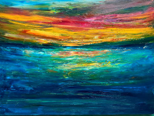 Sunset Love | Oil And Acrylic Painting in Paintings by Checa Art