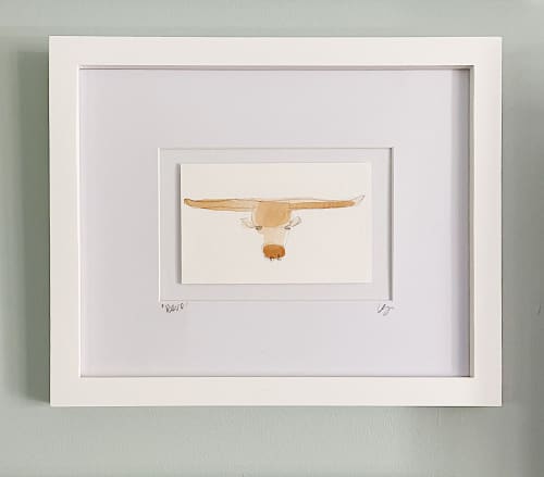 Framed Longhorn Painting | Paintings by carrie song