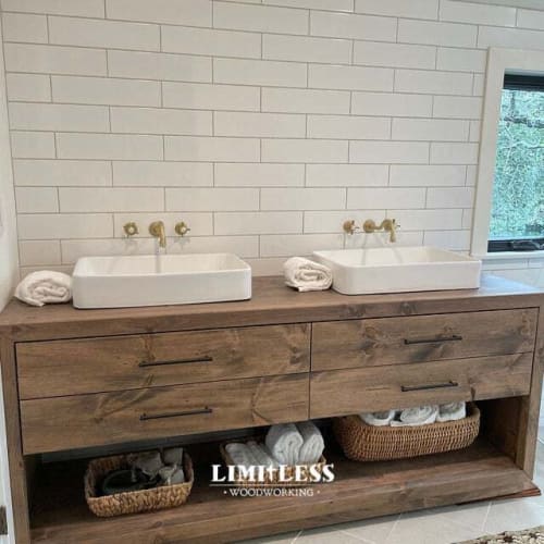 Model #1042 - Custom Double Sink Bathroom Vanity | Furniture by Limitless Woodworking