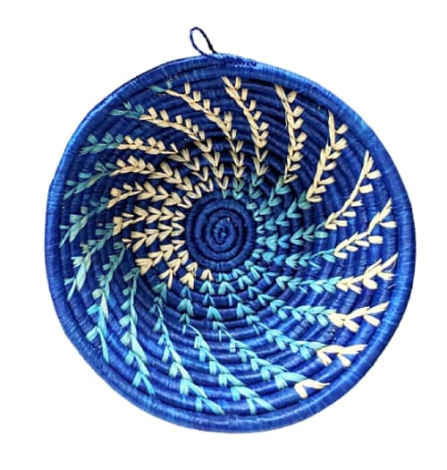 Small Blue Woven African Basket | Serveware by Reflektion Design