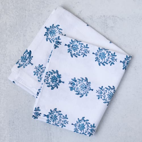 Table Runners - Lotus, Lotus Blue & Navy | Linens & Bedding by Mended