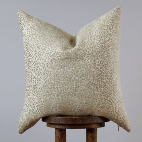 Cream Cheetah Chenille Decorative Pillow 22x22 | Pillows by Vantage Design
