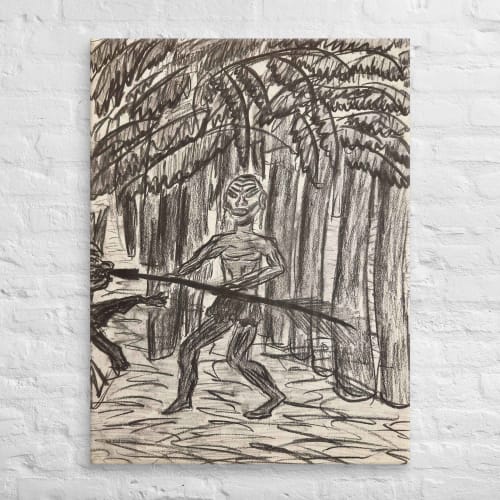 Canvas Print - The Scavenger - Figurative Monochrome Warrior | Work by Eman's Gallery