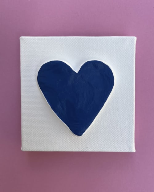 Navy Heart 4" x 4" | Paintings by Emeline Tate