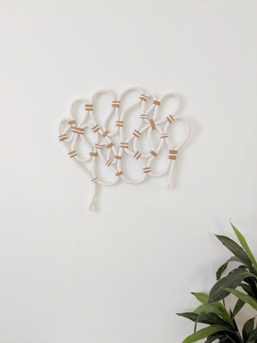 Diamond Braided Rope Art Wall Sculpture with Cork Details | Wall Hangings by Damaris Kovach
