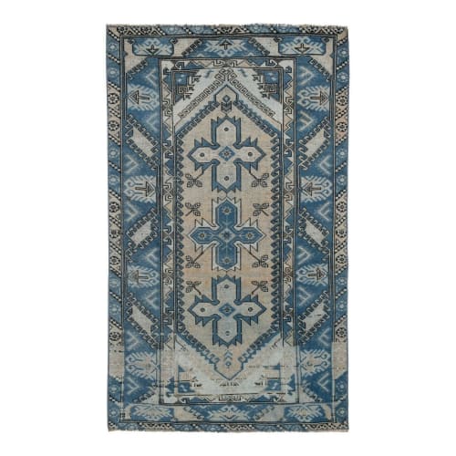 Hand Knotted Turkish Oushak Carpet with Muted 'Washed | Rugs by Vintage Pillows Store
