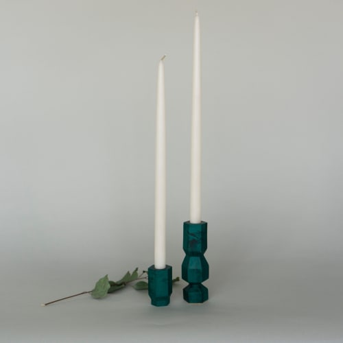 Marbled Candleholder Set - Deep Jungle Green | Decorative Objects by Tropico Studio