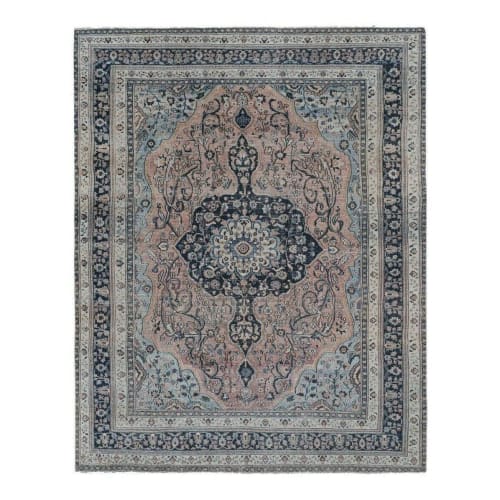 Blue Colors Distressed Oversized Rug, Wool Rug, Oriental | Rugs by Vintage Pillows Store