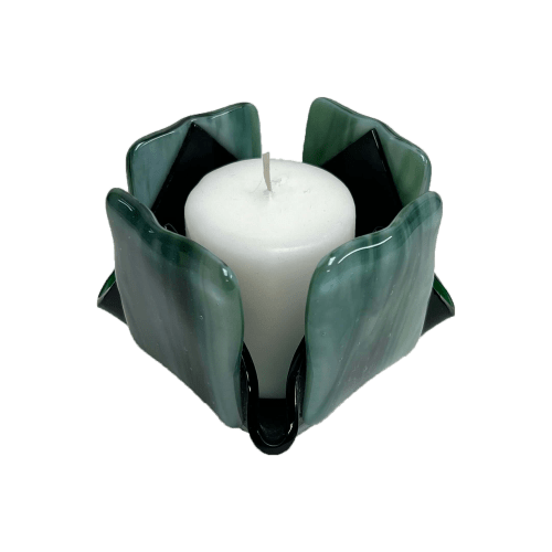 Streaky Green Glass Candleholder | Candle Holder in Decorative Objects by Sand & Iron