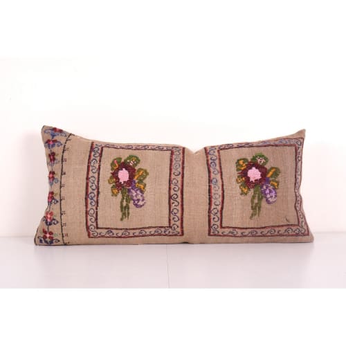 Embroidered Handmade Designer Floral Aubusson Style Cushion | Pillows by Vintage Pillows Store