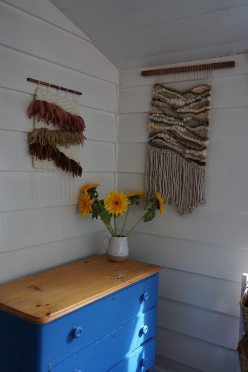 medium modern autumnal wall sculpture weaving | Tapestry in Wall Hangings by Wolfpit Studio