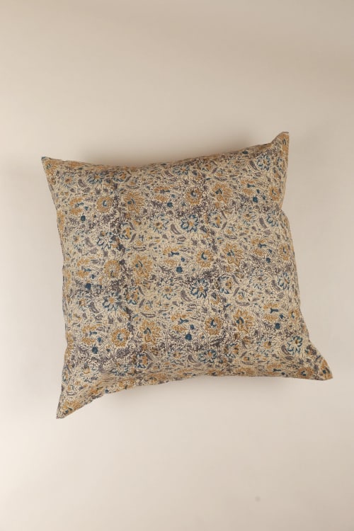 Golden Earth Kalamkari Pillow | Pillows by Ninéh