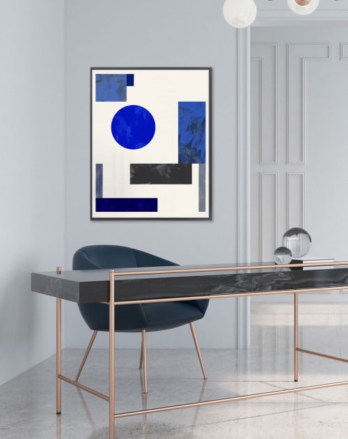 Abstract Geometric in Blues and Black | Prints by Capricorn Press