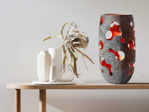 Sculpturla vase, narrow candle lantern | Sculptures by Donatas Žukauskas