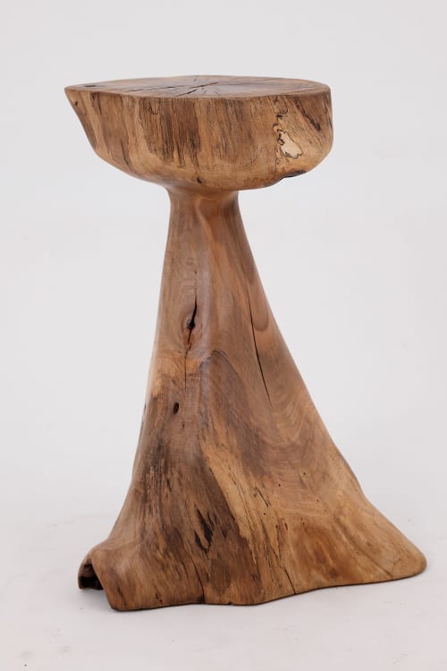 Walnut Solid Wood Sculptural Side Table, Original Contemporary Design | Tables by Logniture