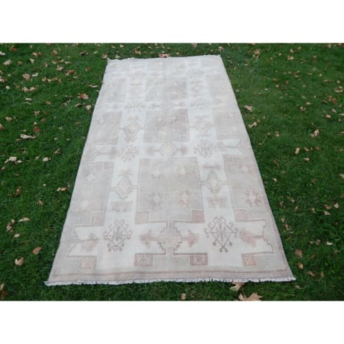 1970s Vintage Turkish Oushak Handwoven Rug 4'3'' x 7'12'' | Rugs by Vintage Pillows Store