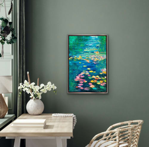 Turquoise Lily River | Oil And Acrylic Painting in Paintings by Checa Art