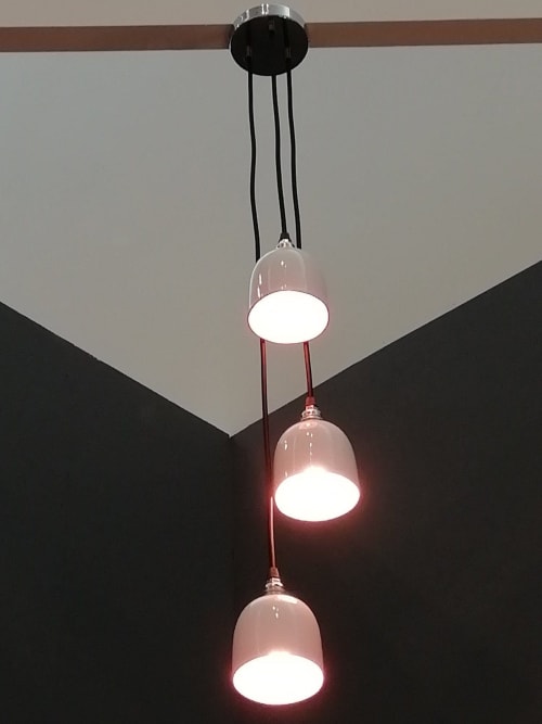 Contemporary Three Drop Ceiling Pendant. | Pendants by Wendy Tournay Ceramics