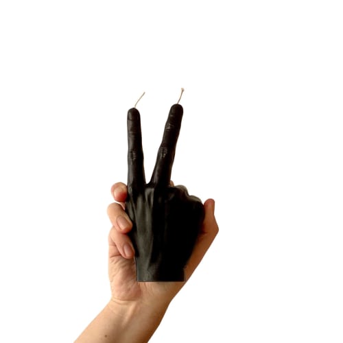 Black Hand candle - Peace symbol shape | Decorative Objects by Agora Home
