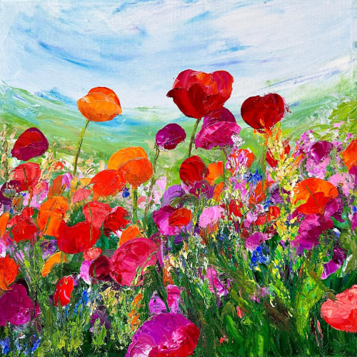 Flowers Everywhere | Oil And Acrylic Painting in Paintings by Checa Art