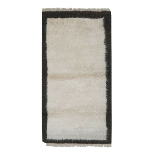 Turkey Shaggy Rug, White Hand Woven Soft Mohair Wool Long | Rugs by Vintage Pillows Store
