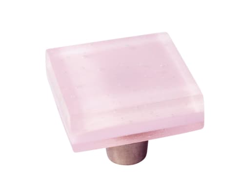 Millennial Pink Delicate Pink Glass Square Knob | Hardware by Windborne Studios