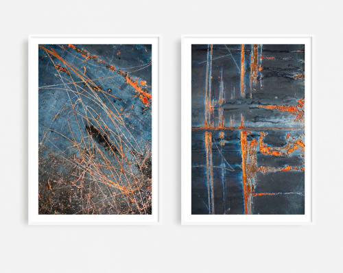 Set of two industrial art prints, "Rust Pair II" abstracts | Photography by PappasBland