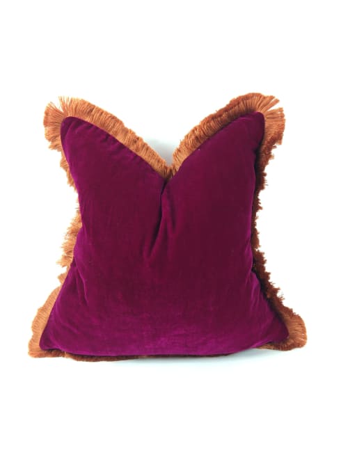 Fuschia silk velvet pillow // silk velvet cushion // pink | Pillows by Velvet Fringe