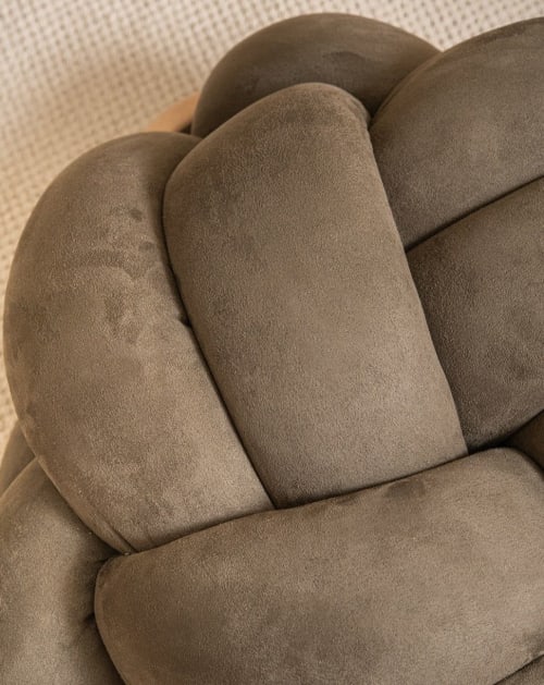 (M) Army Green Vegan Suede Knot Floor Cushion | Pillows by Knots Studio