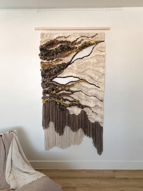 earth toned wall hanging woven wall art soft sculpture yarn | Macrame Wall Hanging in Wall Hangings by Rebecca Whitaker Art