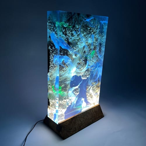 Epoxy Lamp - Scuba Lamp - Resin Lamp - Victorian Lamp | Table Lamp in Lamps by TigerWoodAtelier