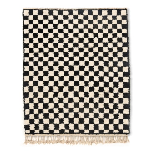 Black White Checked rug, moroccan Beni ourain rug | Rugs by Benicarpets