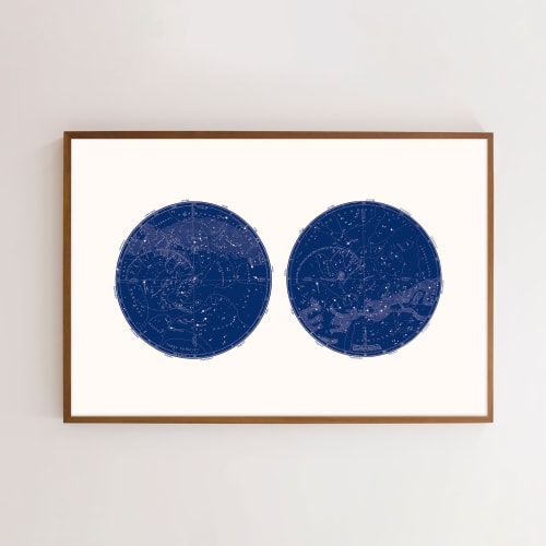 Northern and Southern Constellation Map, Vertical or Horizon | Prints by Capricorn Press