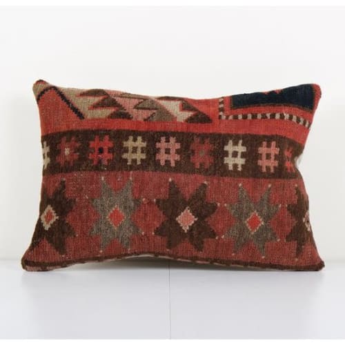Organic Wool Outdoor Turkish Carpet Pillow Covers, Brick Red | Pillows by Vintage Pillows Store