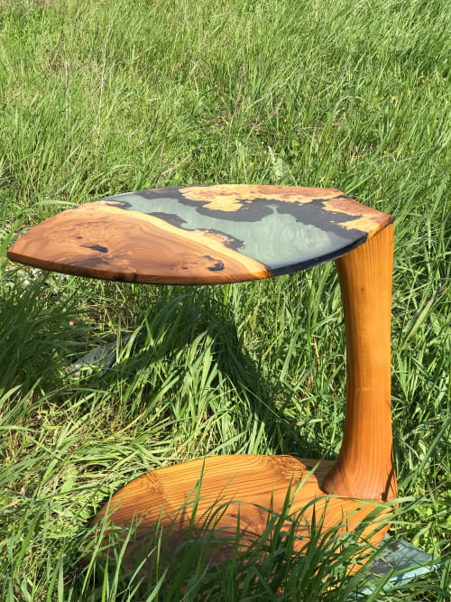 Epoxy Leaf Side Table - Epoxy Coffee Table | Tables by Tinella Wood