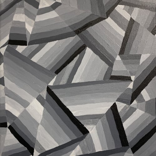 Grey Geo 10"x10" | Oil And Acrylic Painting in Paintings by Emeline Tate
