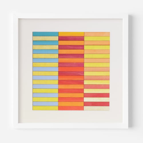 Orange and Blue Stripe Colour Study Painting | Mixed Media in Paintings by Amelia Coward