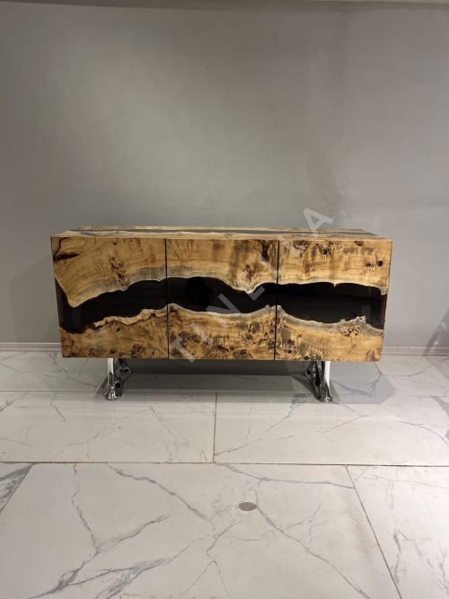 Epoxy Wood Credenza - Mappa Burl Wood Resin Credenza | Storage by Tinella Collection