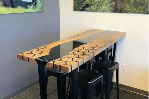 Luxury Custom Order, Black Epoxy Resin, Hexagon Honeycomb | Dining Table in Tables by LuxuryEpoxyFurniture
