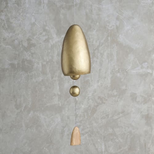 Antique Brass Hanging Bell Conical | Ornament in Decorative Objects by The Collective