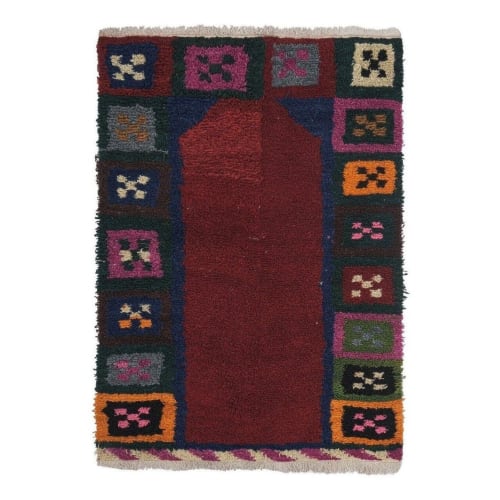 Vintage Organic Wool Turkish Tulu Rug 3'3'' x 4'1'' | Rugs by Vintage Pillows Store