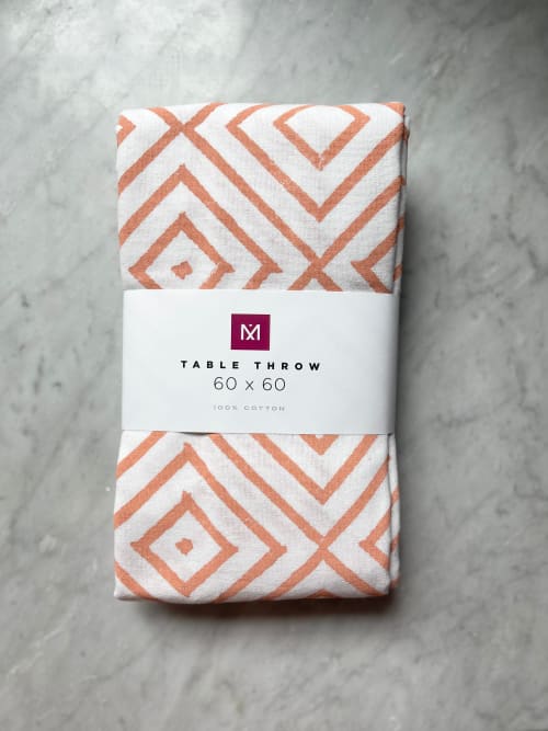 Table Throw - Diamond, Melon | Linens & Bedding by Mended