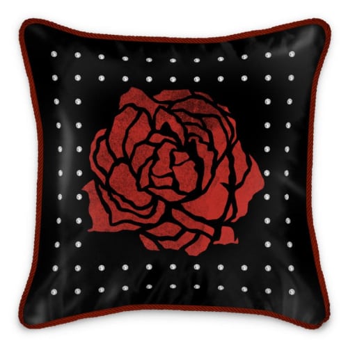 Rose w/ Pearls Silk Cushion | Pillows by Sean Martorana
