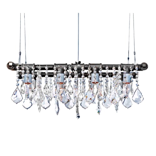 Ind. Mini-Banqueting Linear Suspension Blk. Steel Chandelier | Chandeliers by Michael McHale Designs