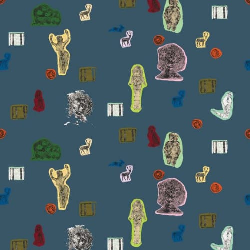The Great Mother, Cobalt | Fabric in Linens & Bedding by Philomela Textiles & Wallpaper