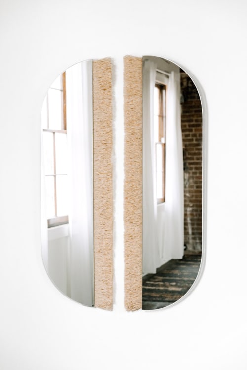 "Aria Raffia"- Clear Racetrack Reflected Set | Mirror in Decorative Objects by Candice Luter Art & Interiors